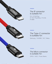 Load image into Gallery viewer, 3 IN 1 USB Cable for Mobile Phone USB Charger Cord