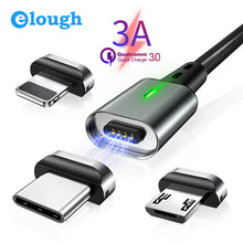 Load image into Gallery viewer, 3 IN 1 Magnetic Charging Micro USB Cable QC3.0 Fast Magnet Charger USB Cable Wire
