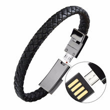 Load image into Gallery viewer, Outdoor Portable Leather Mini Micro USB Bracelet Charger Data Charging Cable