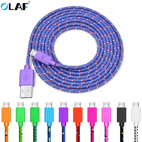 OLAF Nylon Braided Micro USB 1m/2m/3m Data Sync USB Charger Cable