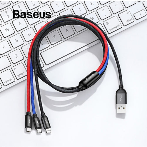 Baseus 3 in 1 USB Cable for Mobile Phones Charger Cord