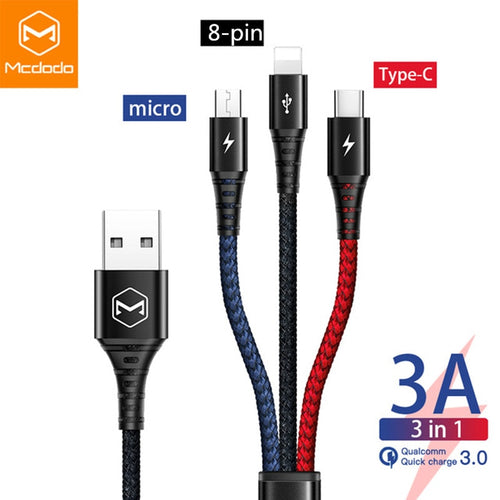 Mcdodo 3 in 1 USB Cable Fast Charging Cord