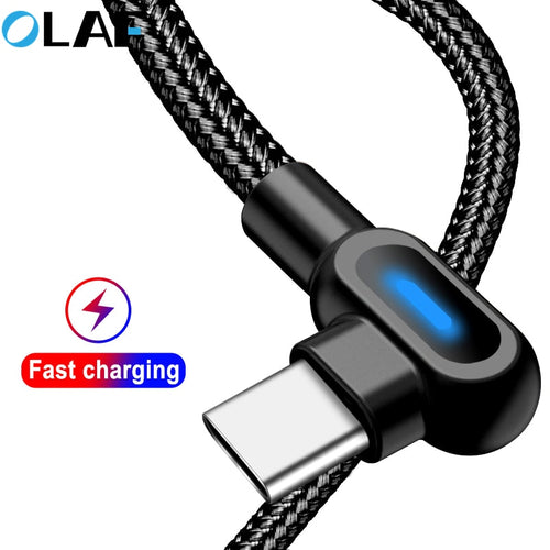 OLAF 90 Degree 1M 2M Fast Charging Micro USB Type C Cable Mobile Phones