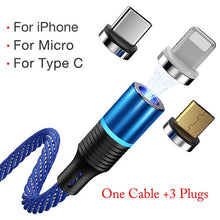 Load image into Gallery viewer, 3 IN 1 USB Charging Cable Magnetic Heads Easy Plug